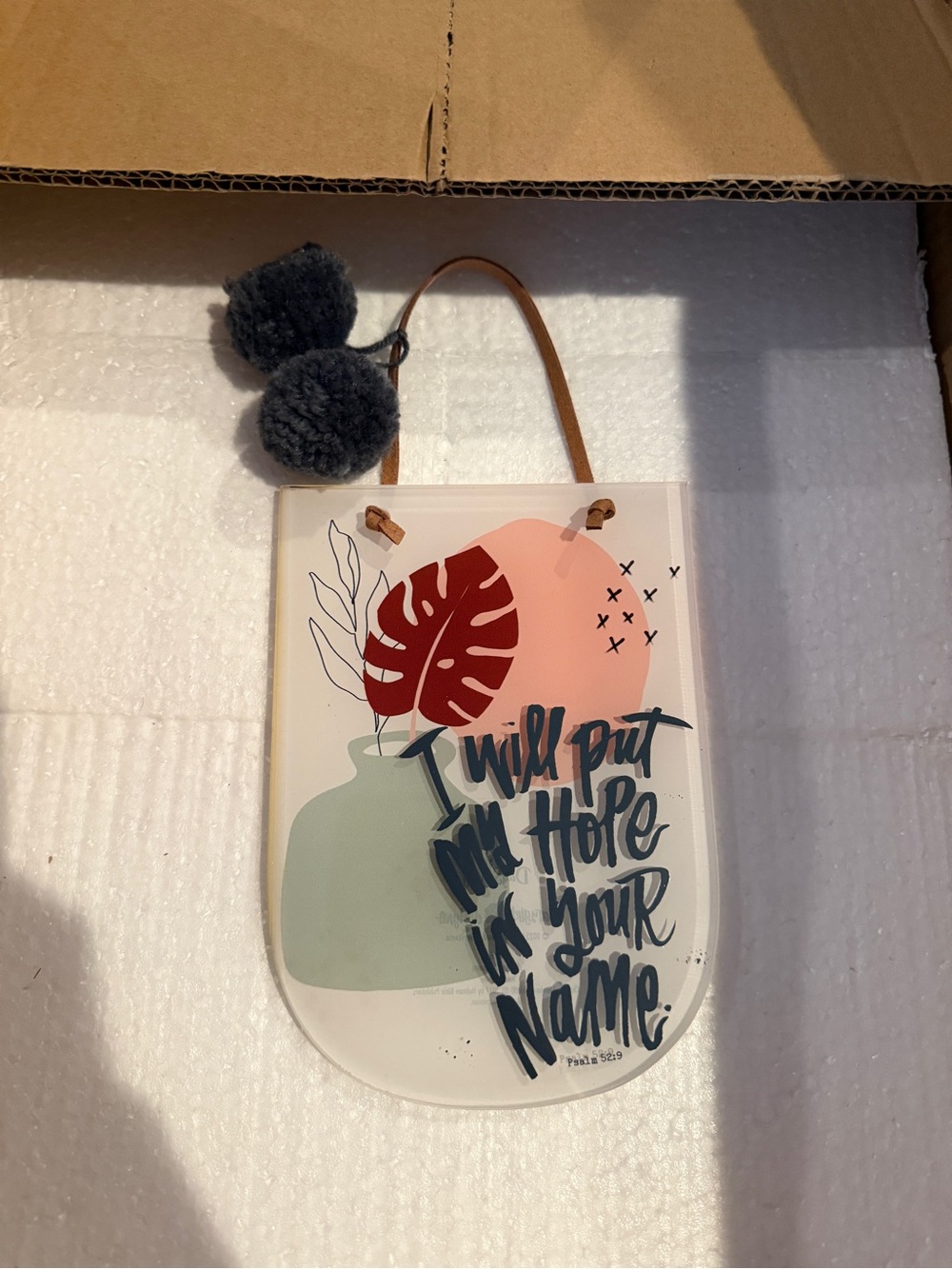 Handheld Wall Plaque with Pink & Red Leaf Accent